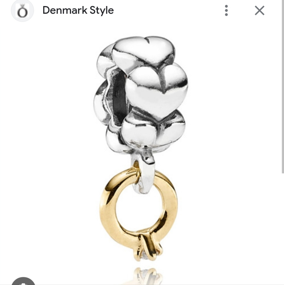 Pandora Silver and Gold Wedding Ring Dangle Charm